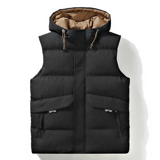 Winter Hot Sale Hooded Vests for Men Solid Color All-match Zipper Waistcoat Thicken Warm Comfortable Sleeveless Outdoor Casual