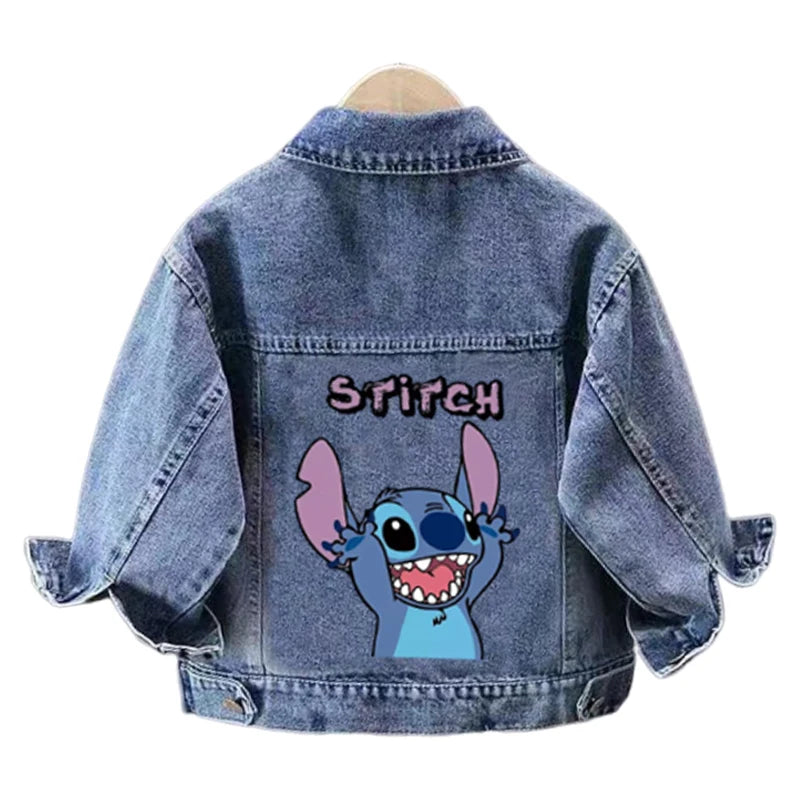 Stitch Denim Jacket For Children 2025 Spring Autumn Boys Girls Fashion Cartoon Casual Jean Jackets Coat Kid Cowboy Outerwear Top
