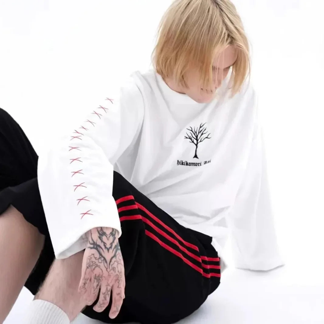 Spring Autumn Pure Cotton Long Sleeve T-Shirt Street Style Casual Loose Fashionable Cool Top for Women Crew Neck Tee