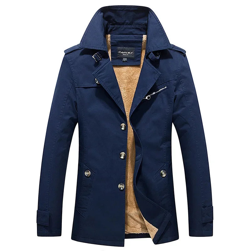 Men's Casual Fleece Lined Thickened Jacket Winter Outerwear Coat Cotton Style Fashionable Comfortable Breathable for Men