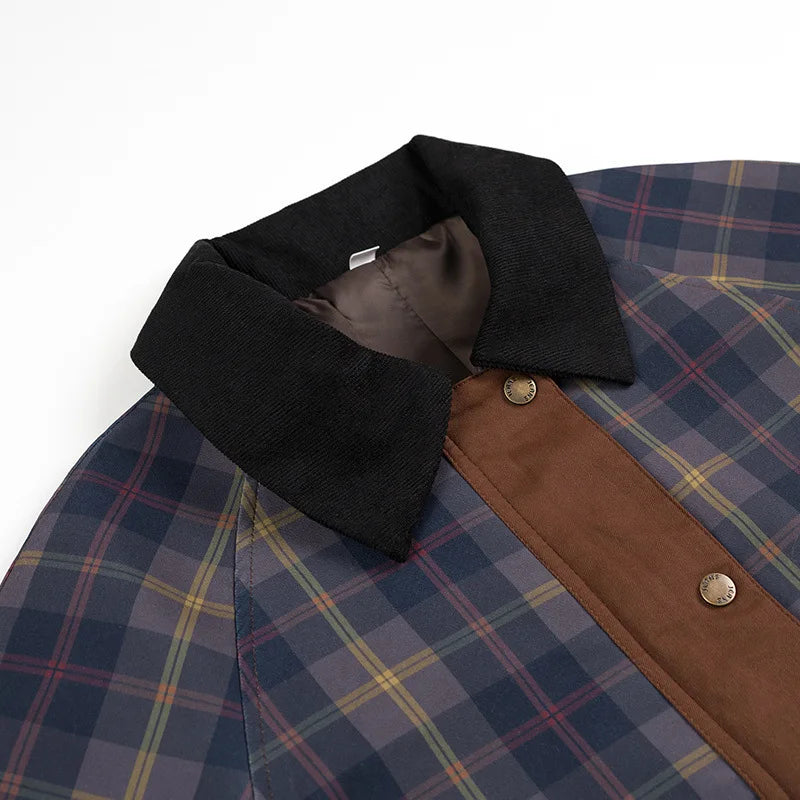 Spring 2025 Women's Casual Plaid Stand Collar Jacket Fashion Street Style Comfortable Polyester Fabric Long Sleeve Zipper Clo...