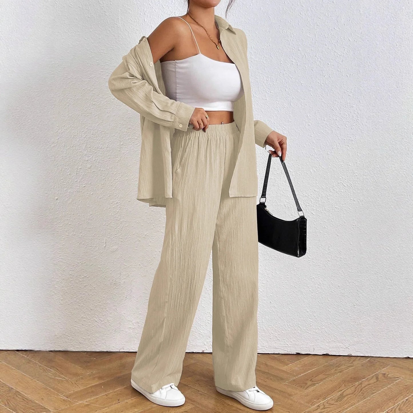 Casual Long Sleeve Shirt Set Independent Station 1688 Full Real Shot Women's Fashion Skirt Ensemble Chinese Brand AE Stock