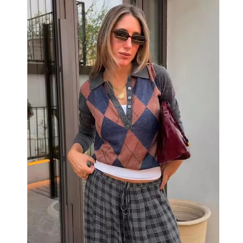 Autumn Women's Sweater Knit Tops 2025 New Fashion British Striped Young Women's Sweater Chic Street Student Pullover Sweaters