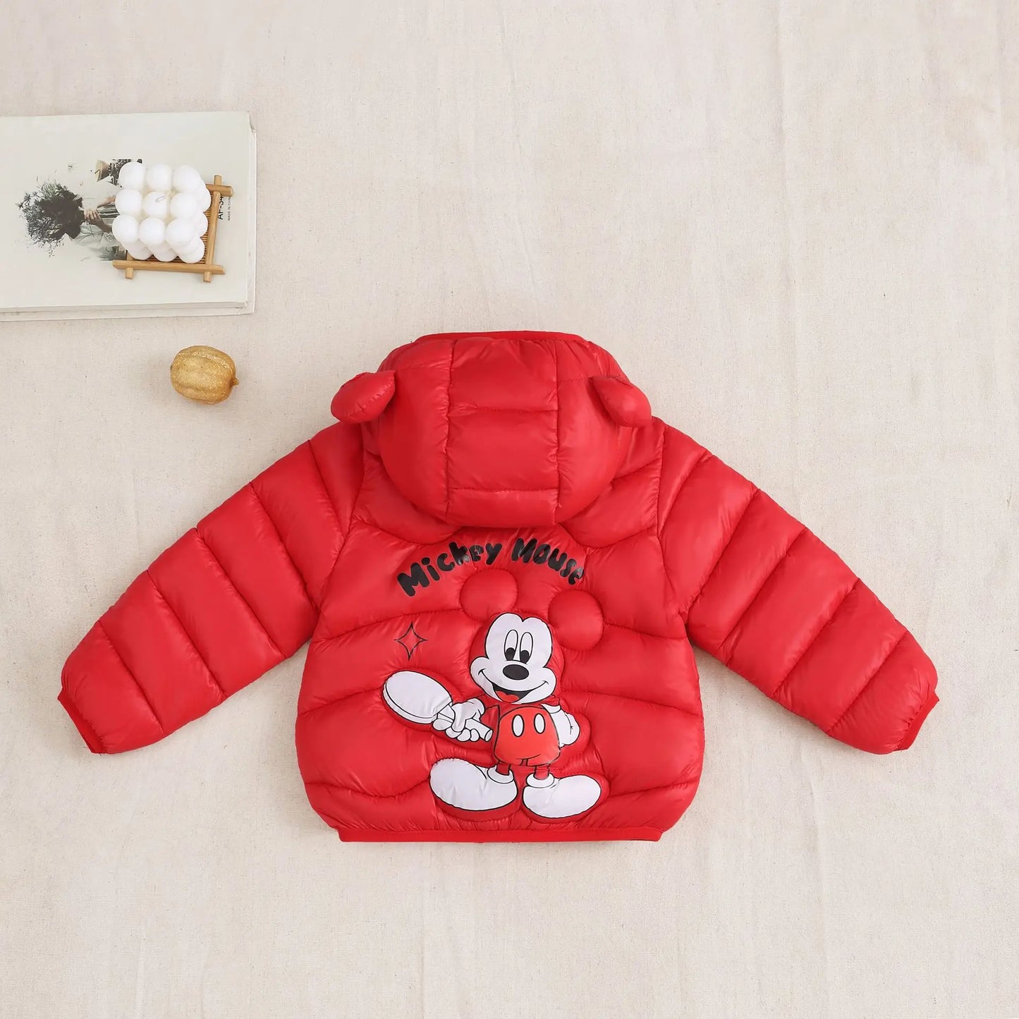 Mickey Mouse Kids Winter Hooded Coat New Lightweight Thermal Thicken Padded Jacket for Boys Girls Cotton Blend Zipper Outerwear