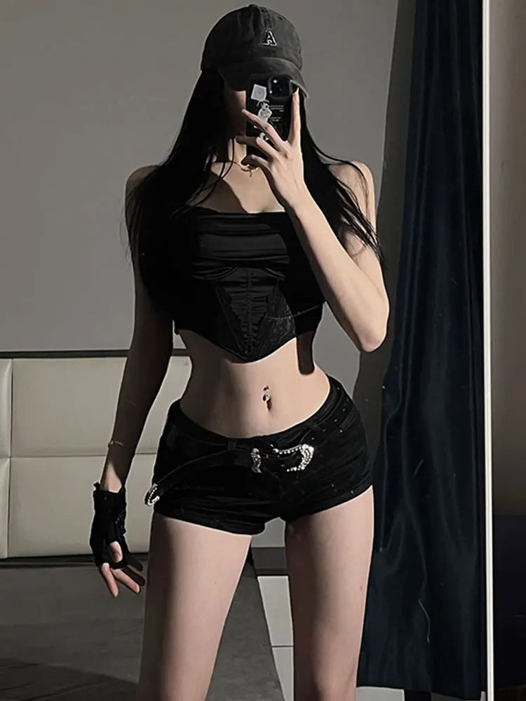 Denim Mini Shorts Women New European Style Trendy Summer Temperament Trousers Popular Button Sexy Sheath Night Club Slim Street