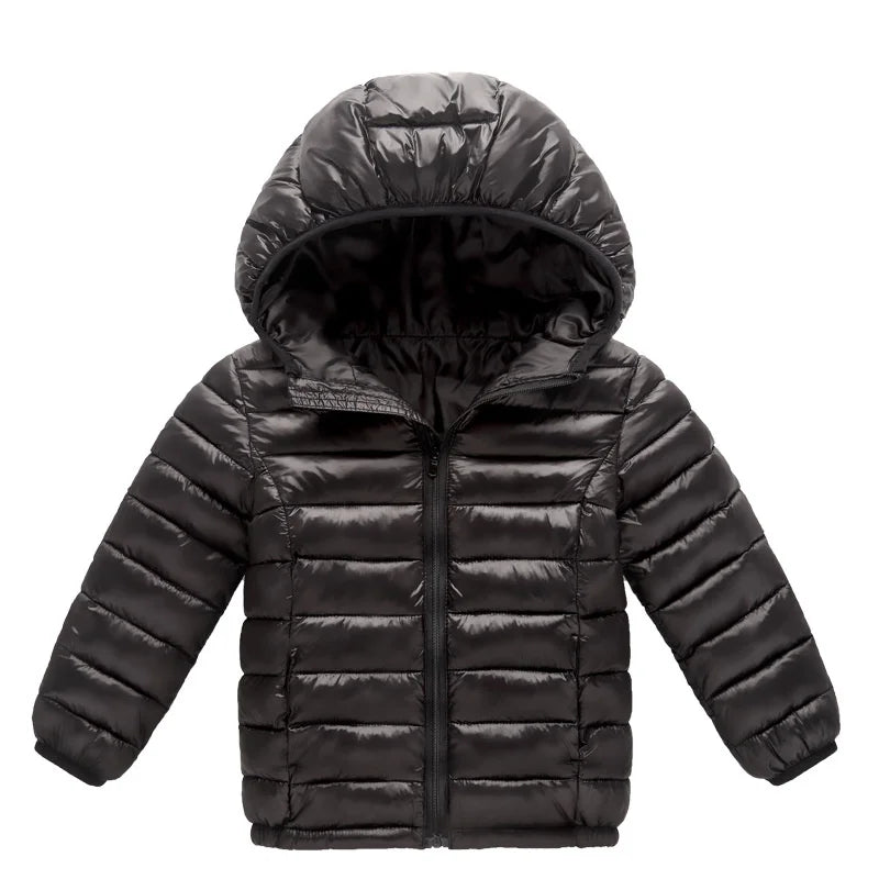 2024 Autumn Girls Down Jackets Boys Fashion Warm Thin Coats Spring Children Clothes Big Kids Casual Hooded Zipper Outerwear