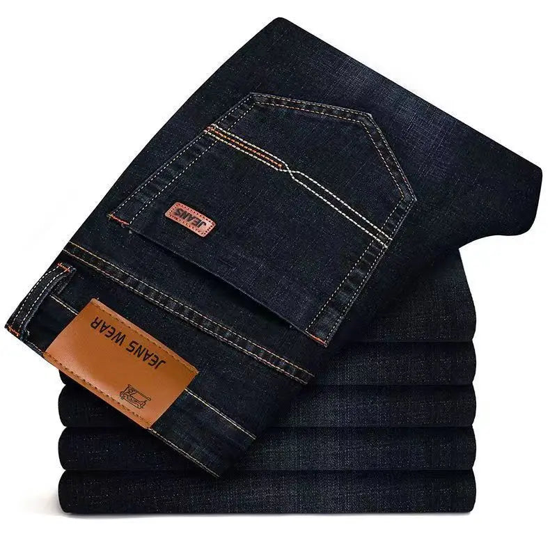 Men’s Classic Jeans  Blue Comfortable Business Straight Casual Pants Brand Male Clothes Trousers