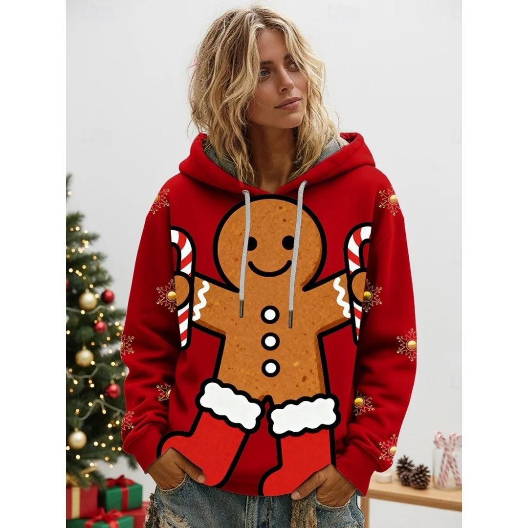 Women's Vintage Christmas Santa Print Sweatshirts Long Sleeve Crewneck Pullover Festive Street Style Spring Fall Holiday Fashion