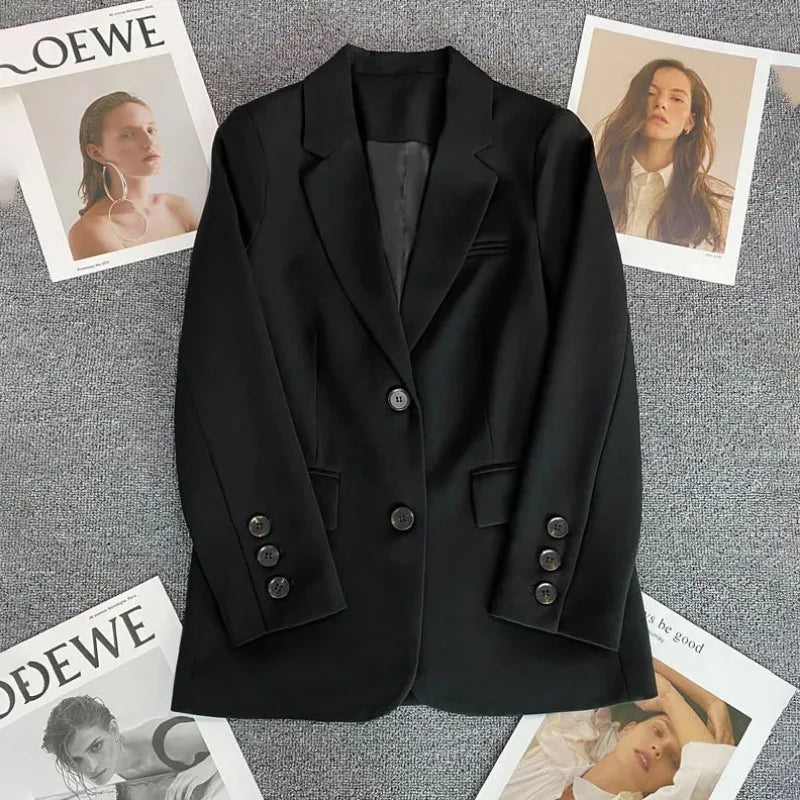 Elegant Office Lady Blazers for Women 2025 Fashion Long Sleeve Single Button Blazer Coats Female Top Suit Jackets Outerwears
