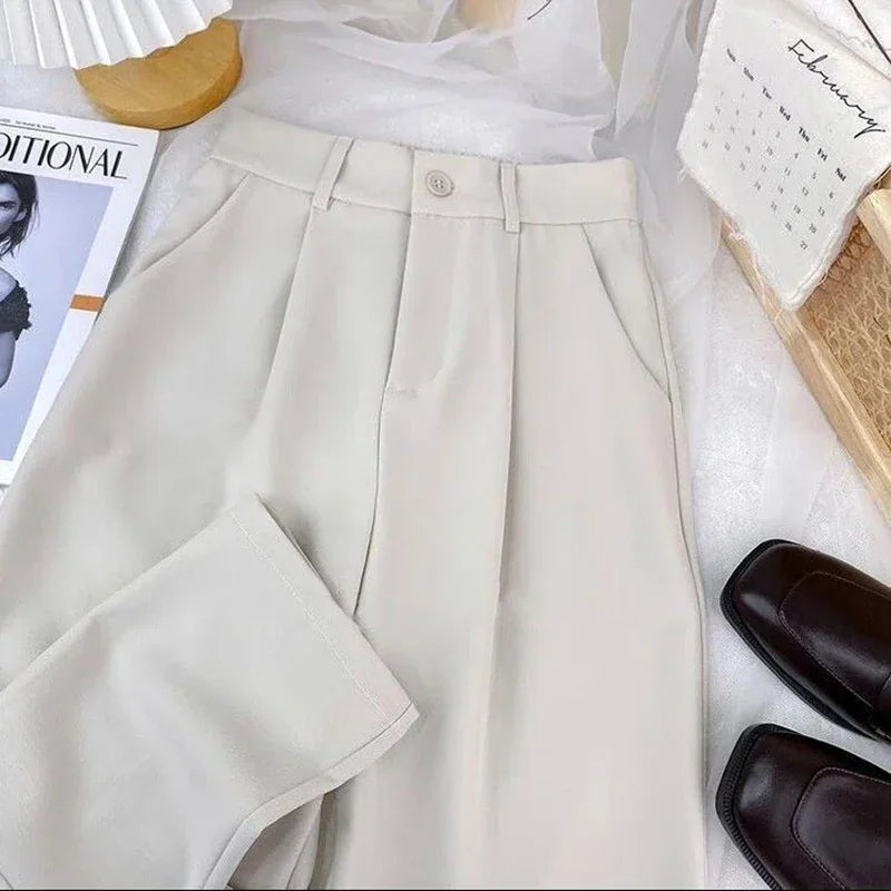 Fall Spring Black Suit Haren Pants Women 2024 Fashion Elastic High Waist Casual Trousers Woman Korean Style Solid Office Pant