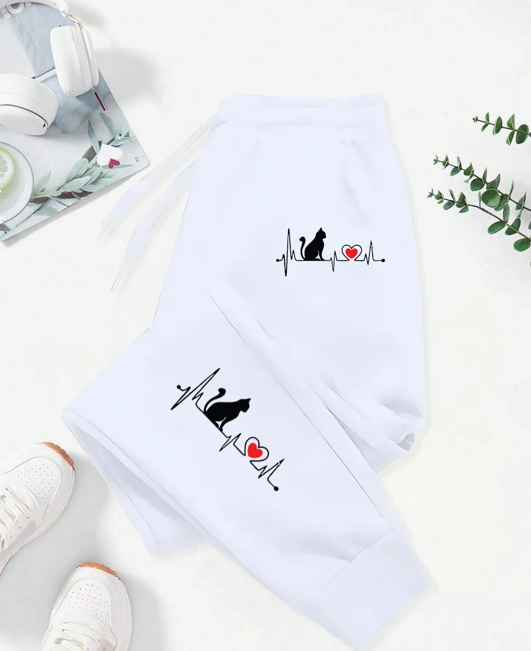 New Dog Red Heart Electrographic Printing Printed Women's Pants Street Sports Pants Casual Autumn Pants