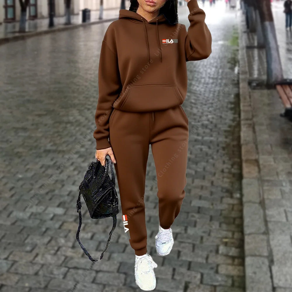 Women's Tracksuit Hoodies Trousers 2PCS Suit Winter Sports Jogging Outfits Fashion Street Designer Clothes for Women Pants Set