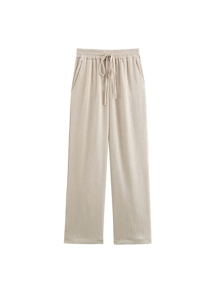 2024 Autumn Women Casual Blazer Coat Pants Set Long Sleeve Double Breasted Blazer + Wide Leg Trousers Lady Office Outfit