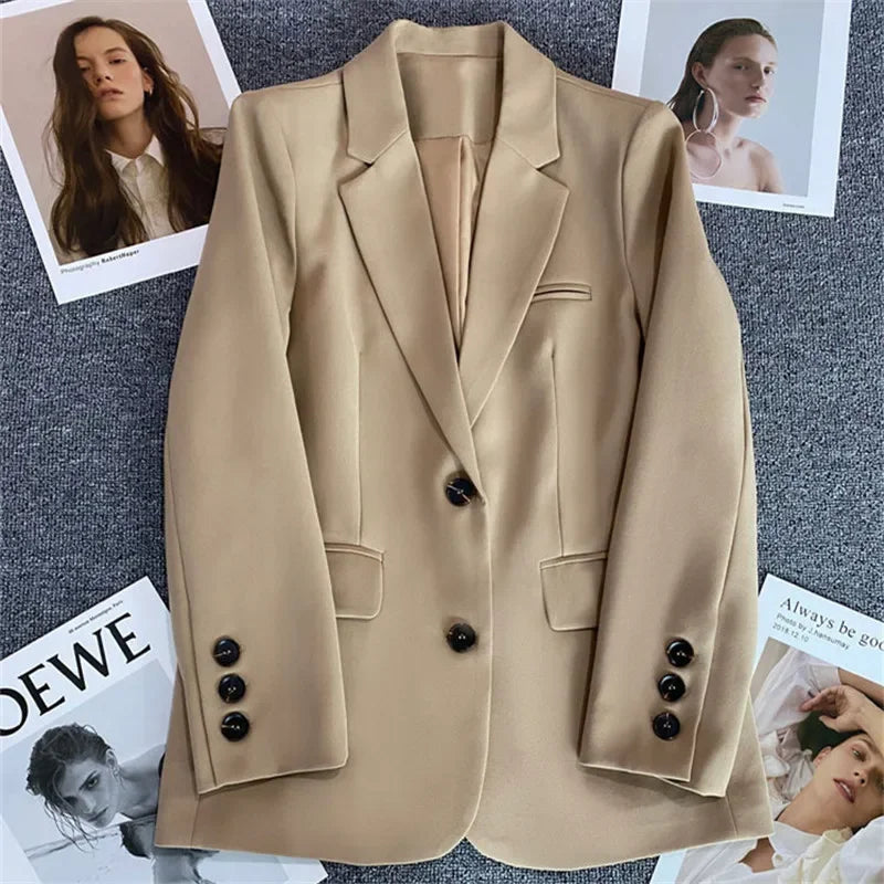 Elegant Office Lady Blazers for Women 2025 Fashion Long Sleeve Single Button Blazer Coats Female Top Suit Jackets Outerwears