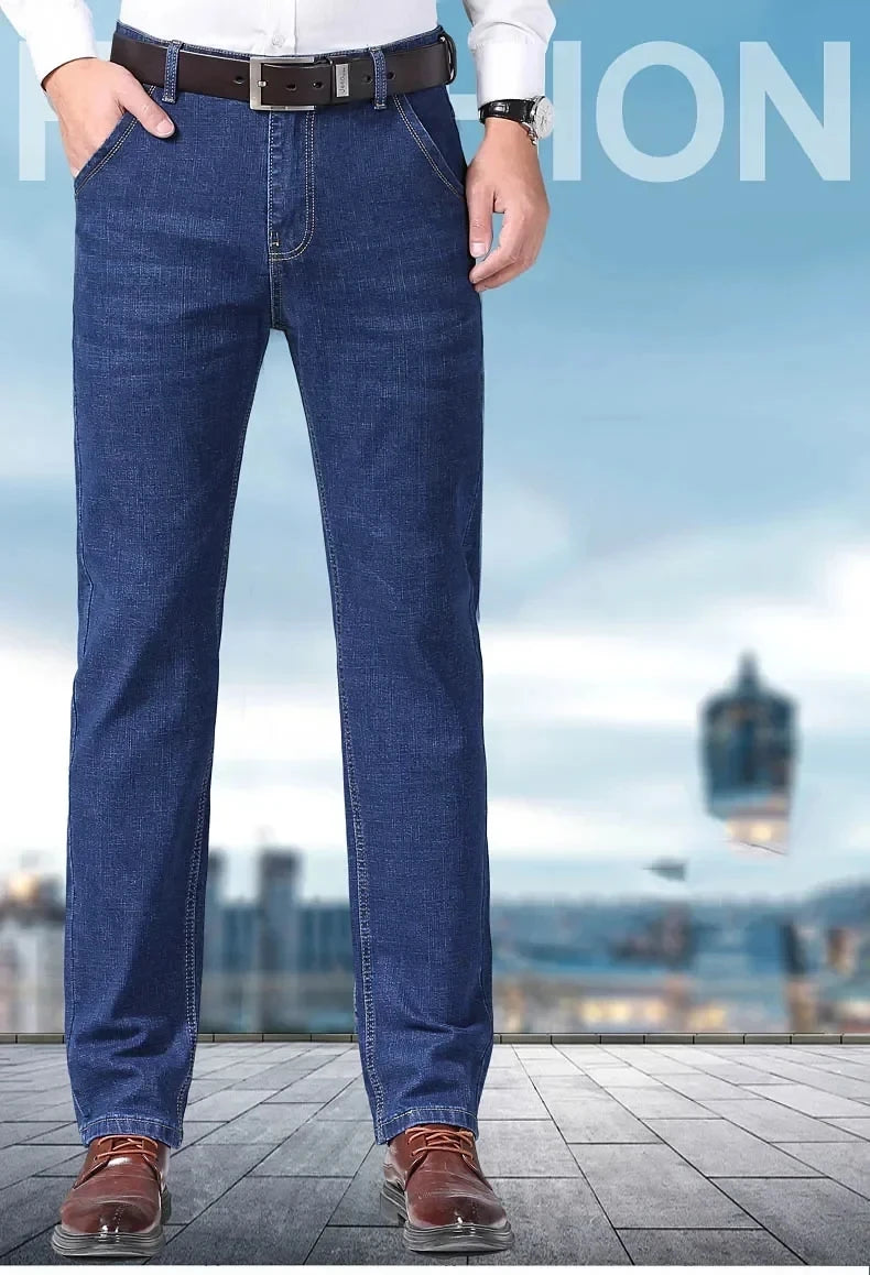 2025New Men Stretch Jeans Male Classic Elasticity Business jeans men fashion comfortable Solid slim straight long Denim pants