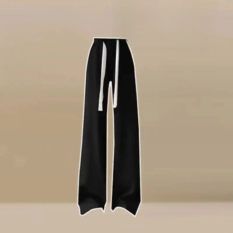 Spring Autumn Loose-Fit Two-Piece Illusion Hooded Sweatshirt Straight-Leg Bell Bottoms Casual Suit Set Chinese Style