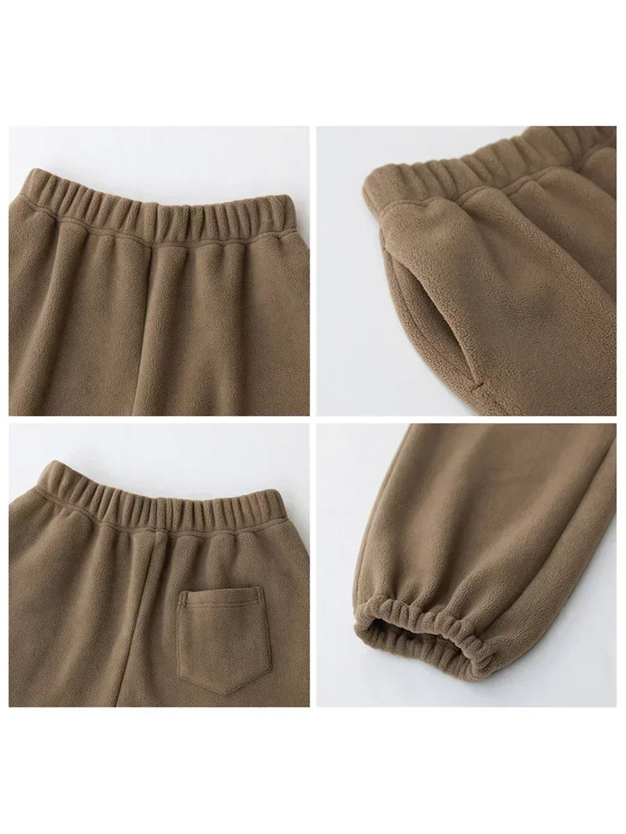 CHIC VEN Women's Pant Loose Casual New High Waist Fleece Pant Thick Plush Warm Female Sports Trousers Autumn Winter 2023