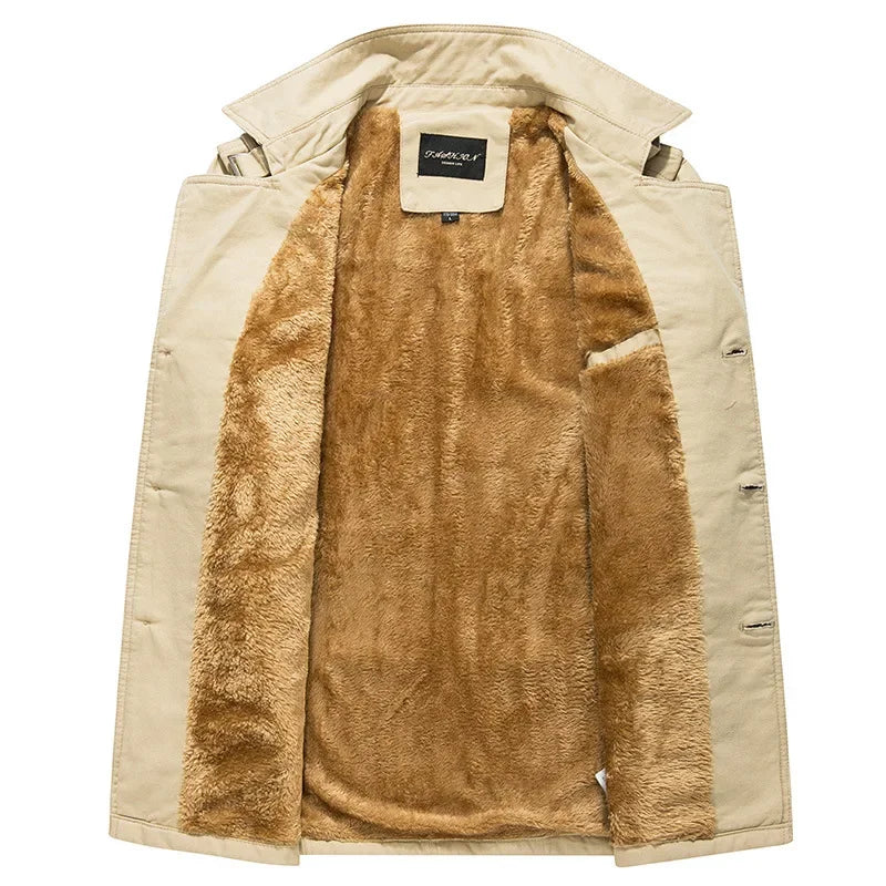 Men's Casual Fleece Lined Thickened Jacket Winter Outerwear Coat Cotton Style Fashionable Comfortable Breathable for Men