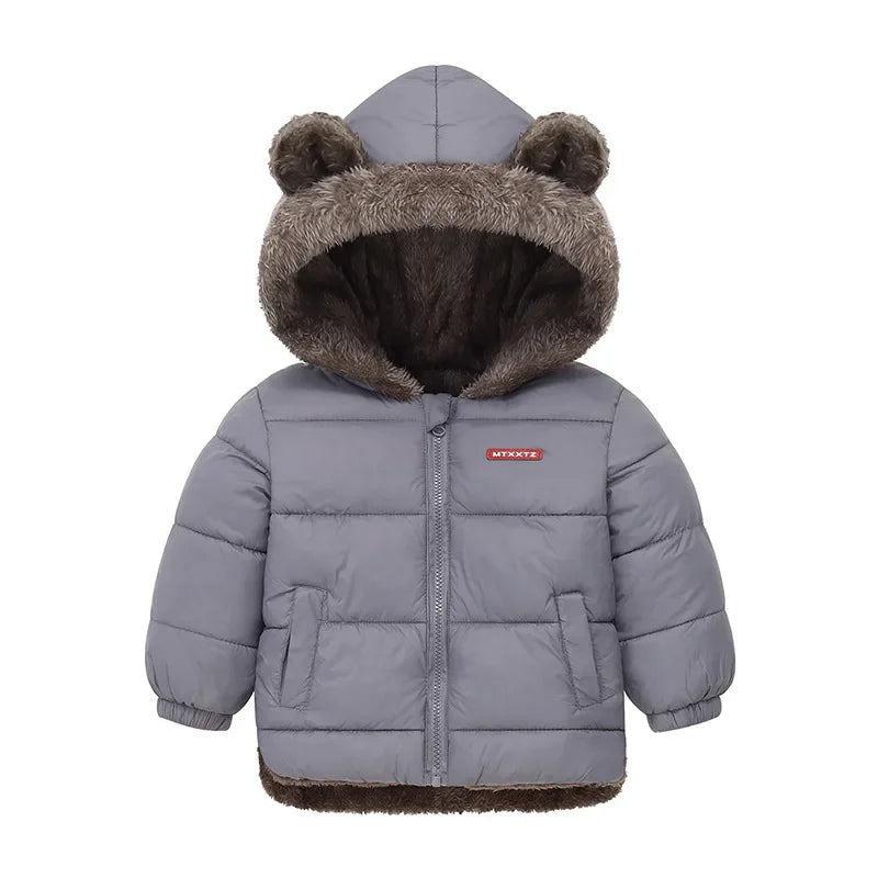 Boys Girls Thick Jackets Winter Kids Padded Fleece Warm Coats Children Hooded Cotton Outerwear Kids Clothes Cashmere Snowsuit