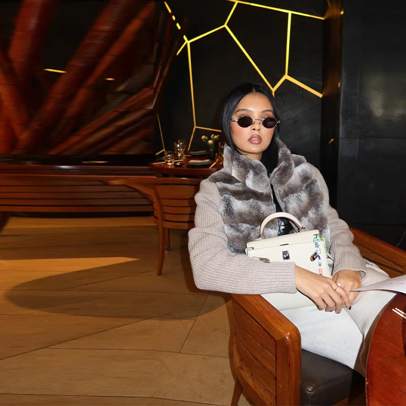 Street Women's Jacket Stand Collar Full Sleeve Faux Fur Solid Zipper Female Jackets 2025 Autumn Fashion Chic Cozy Lady Outwears