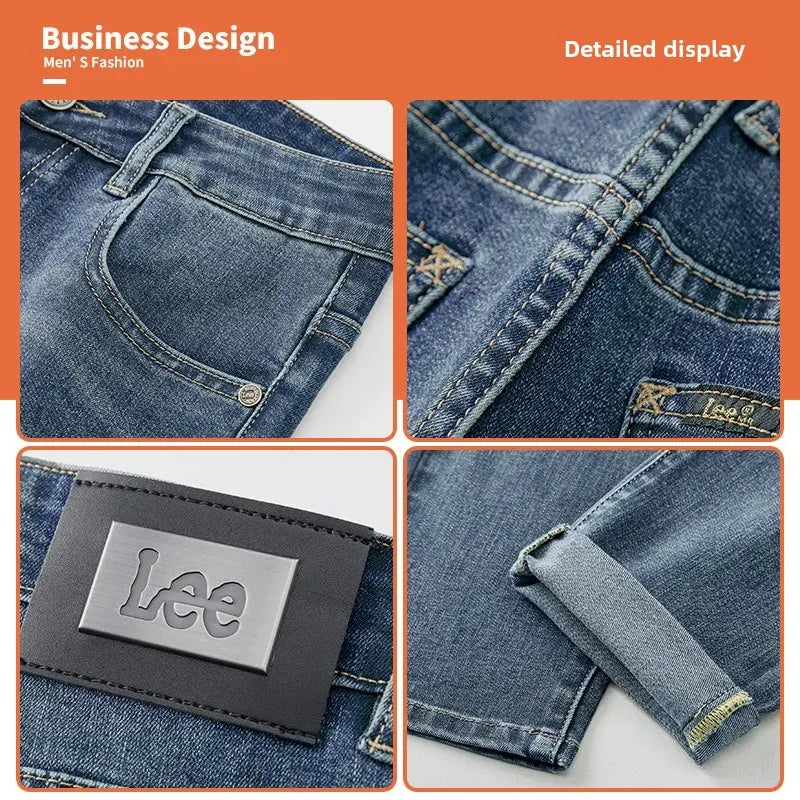 Lee Dex High-end Quality Autumn Jeans For Men Slimming Trendy Brand Soft Casual Spring Autumn Trousers Male
