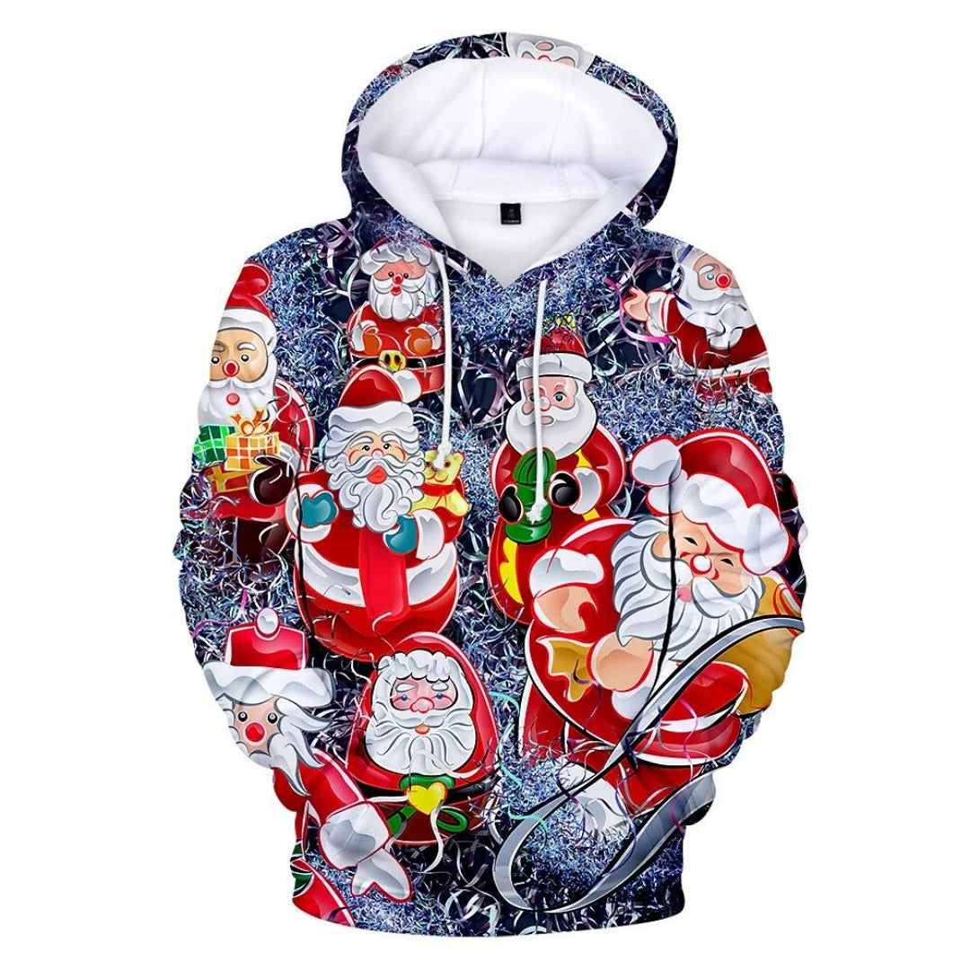 Women's Vintage Christmas Santa Print Sweatshirts Long Sleeve Crewneck Pullover Festive Street Style Spring Fall Holiday Fashion