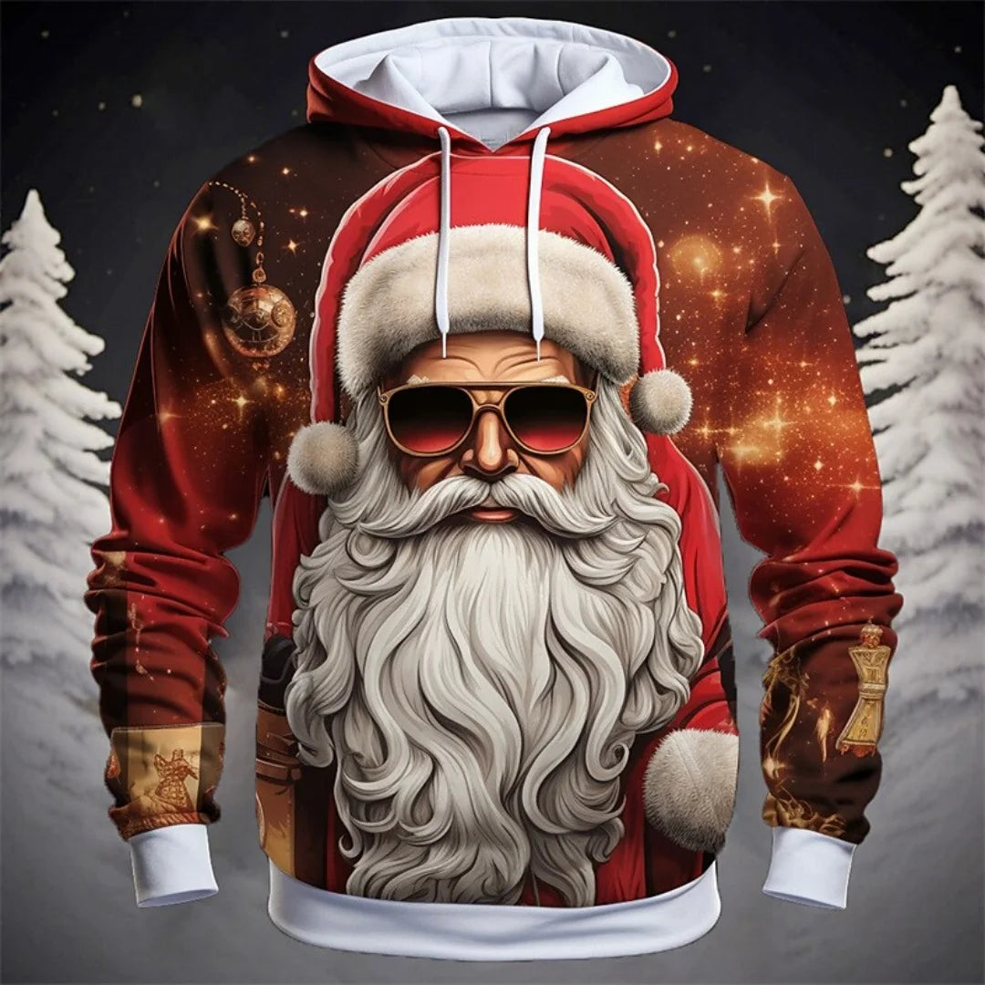 Women's Vintage Christmas Santa Print Sweatshirts Long Sleeve Crewneck Pullover Festive Street Style Spring Fall Holiday Fashion