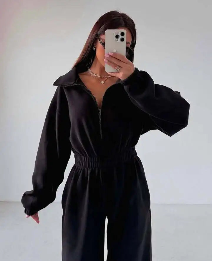 Sports and leisure contrast color jumpsuit jumpsuit fashion trend street jumpsuit women’s suit new women clothing